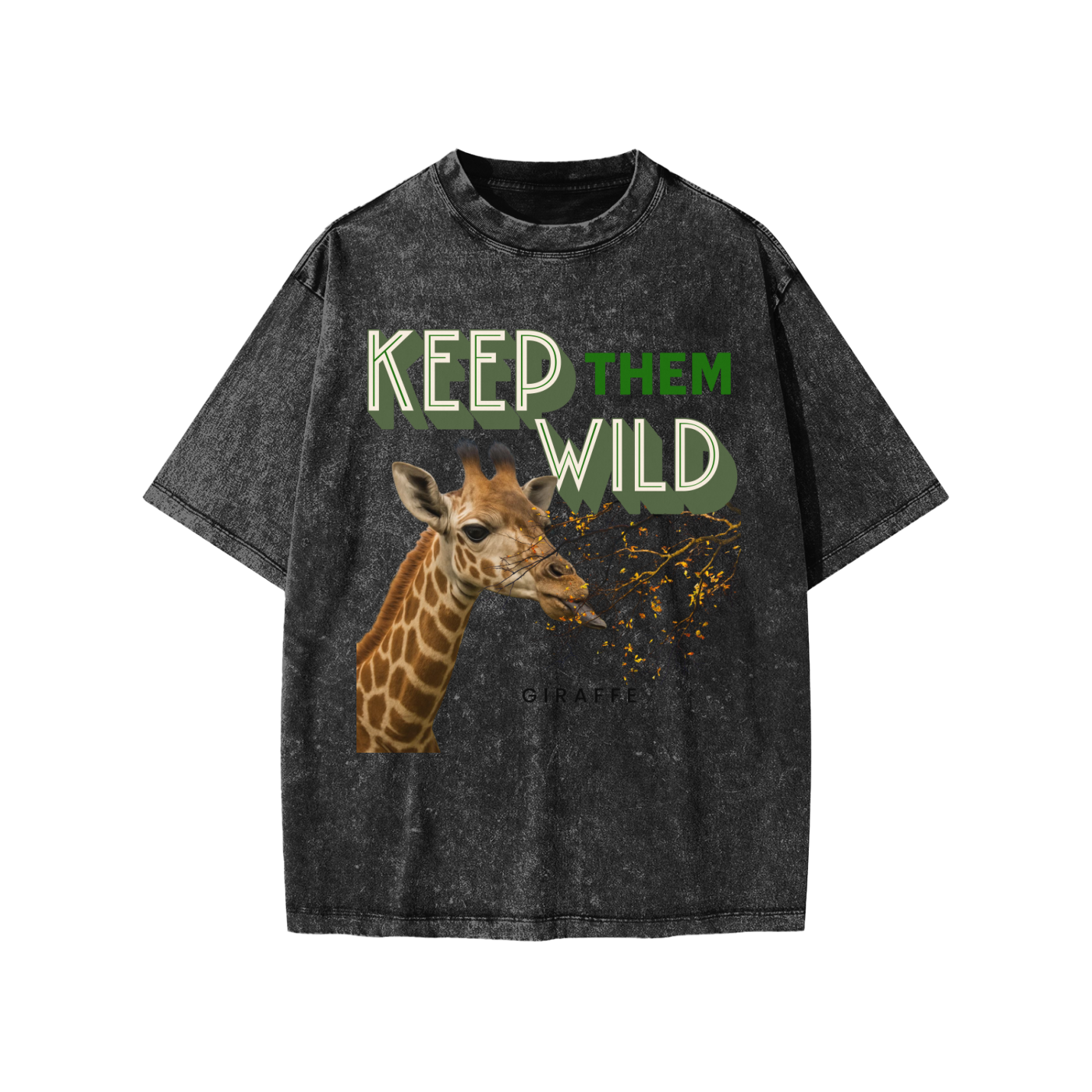 Keep them Wild Collection giraffe Snow Washed Kids' T-Shirt