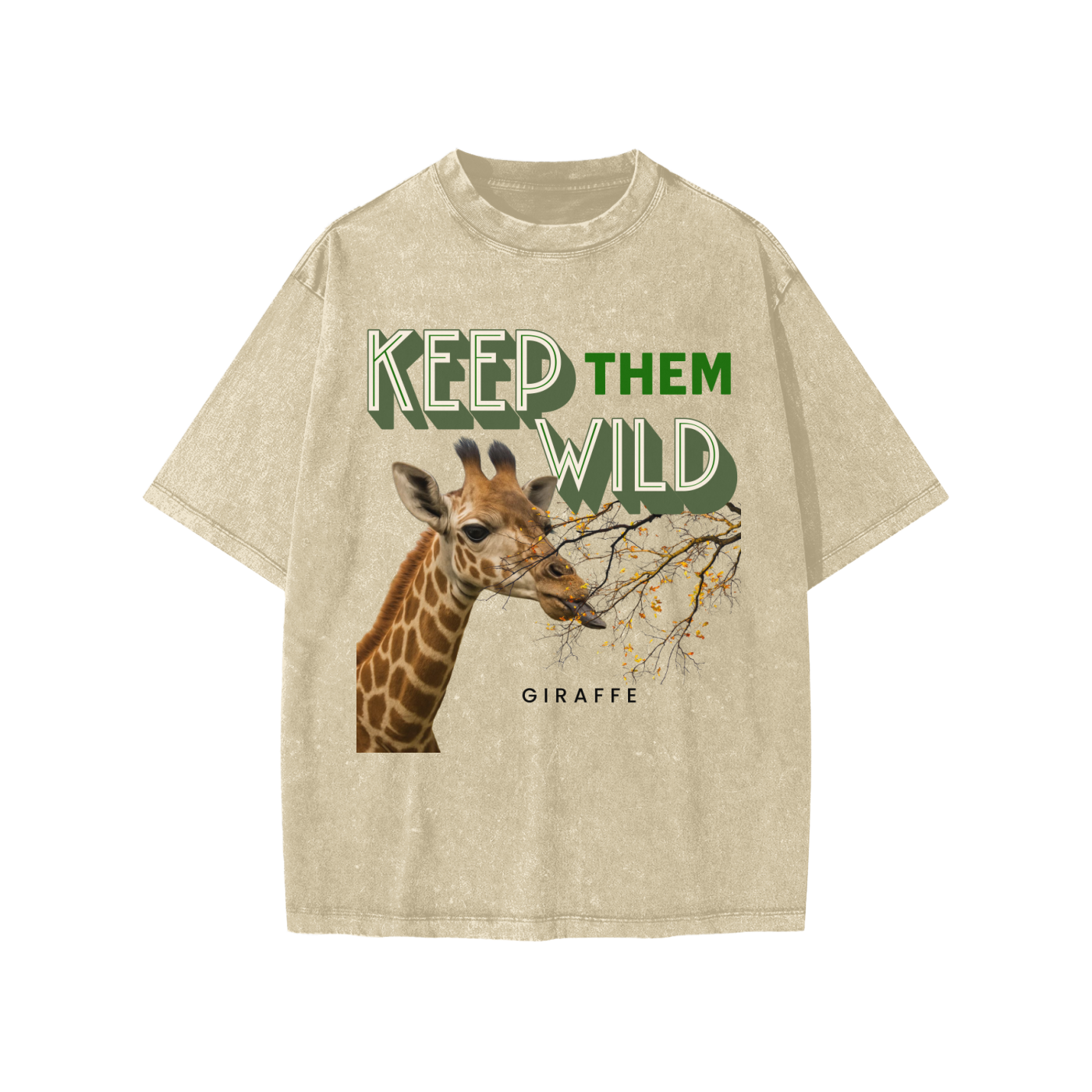 Keep them Wild Collection giraffe Snow Washed Kids' T-Shirt
