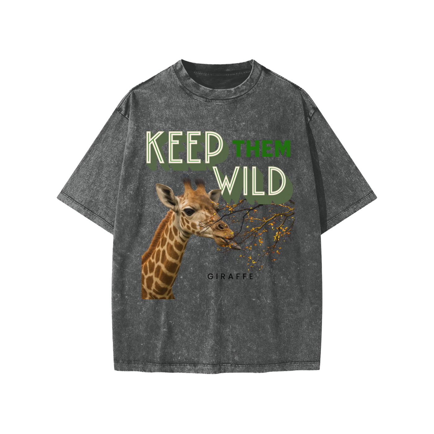 Keep them Wild Collection giraffe Snow Washed Kids' T-Shirt