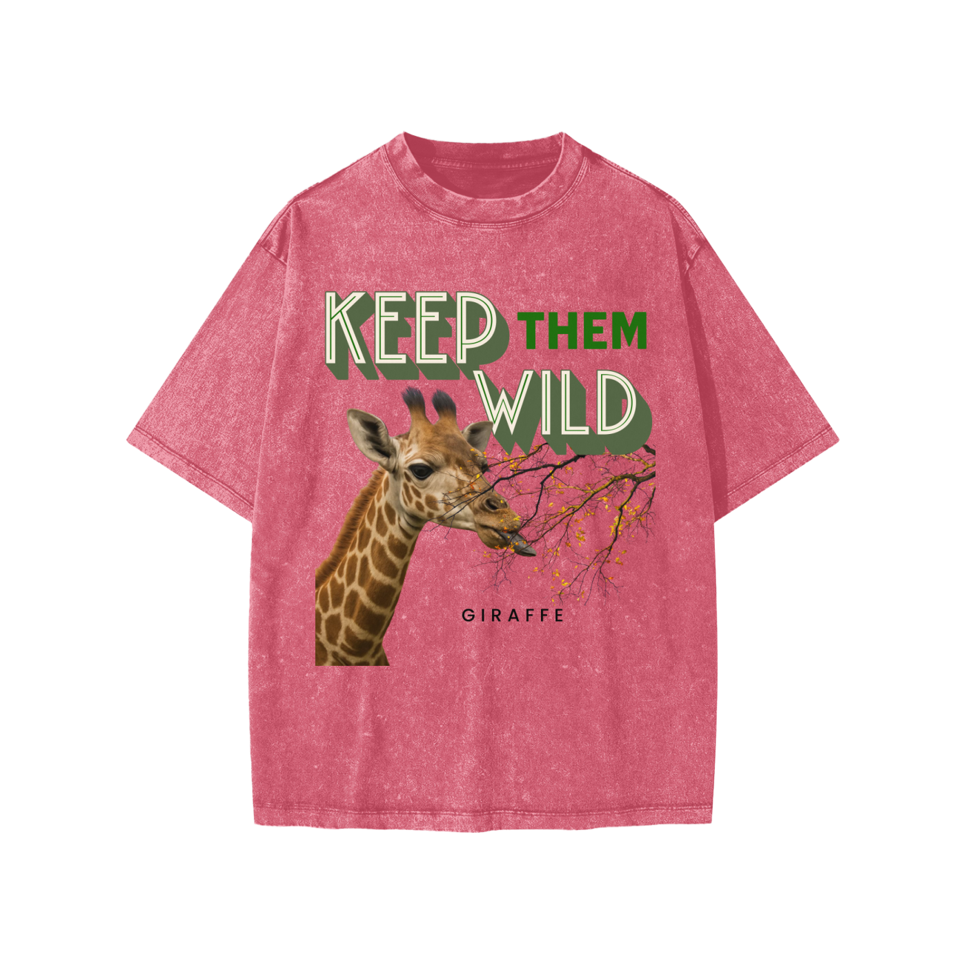 Keep them Wild Collection giraffe Snow Washed Kids' T-Shirt