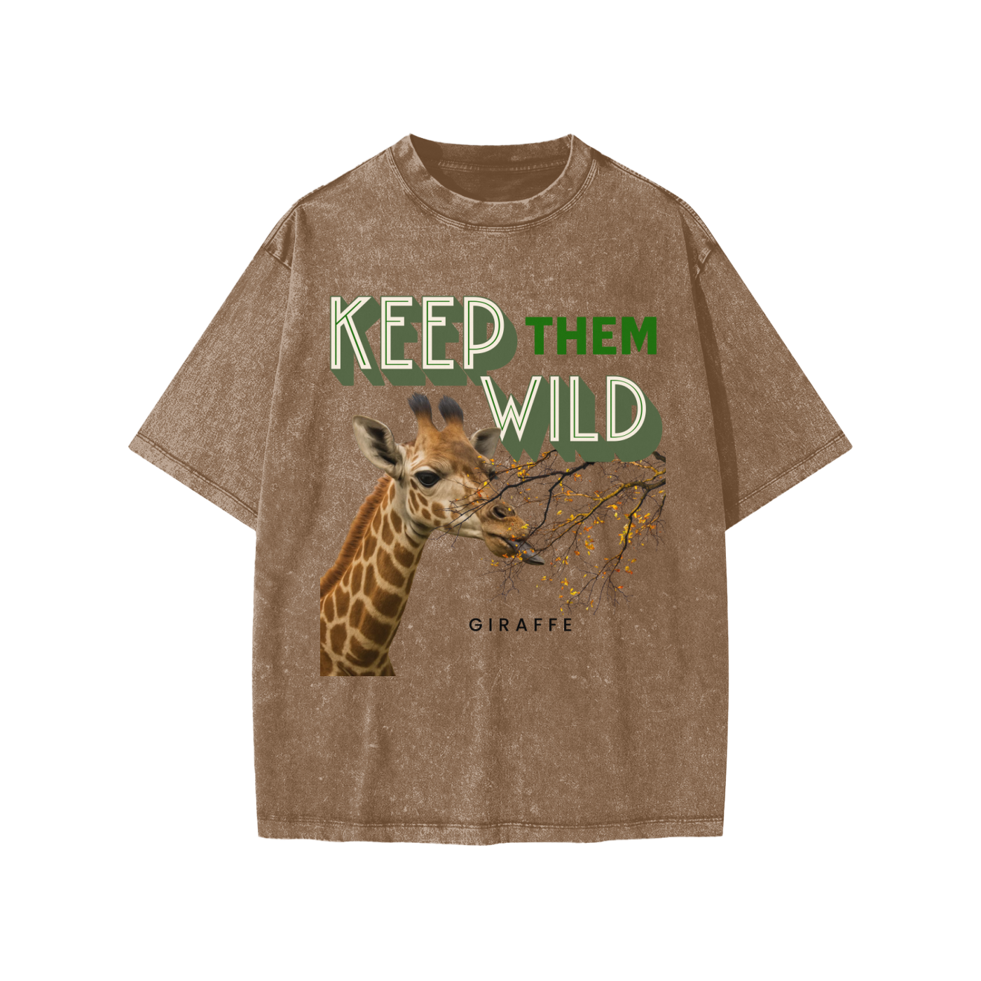 Keep them Wild Collection giraffe Snow Washed Kids' T-Shirt